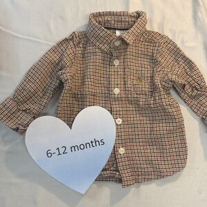 GAP - Plaid Kids Shirt - Brown Checkered with embroidered GAP bear